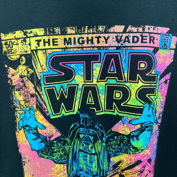 Star Wars LARGE The Mighty Vader Comic Book Graphic Tee Shirt T-Shirt Mens Black - Picture 5 of 9
